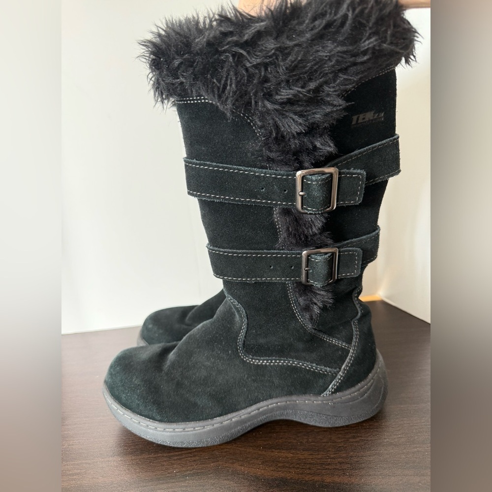 L.L. Bean Black Winter Boots with Fur Trim